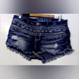 Hydraulic Denim "cut off" Shorts with Decorative Embroidery Size 11/12
